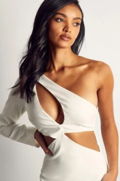Premium Asymmetric Cut Out Mini Dress 8 Premium Asymmetric Cut Out Mini Dress -BOW Clothing Shop ivory premium asymmetric cut out mini dress 1