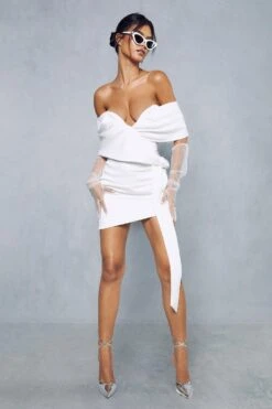 Premium Satin Off Shoulder Draped Corset Mini Dress 12 Premium Satin Off Shoulder Draped Corset Mini Dress -BOW Clothing Shop ivory premium satin off shoulder draped corset mini dress 1 4