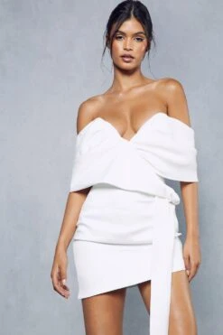 Premium Satin Off Shoulder Draped Corset Mini Dress 13 Premium Satin Off Shoulder Draped Corset Mini Dress -BOW Clothing Shop ivory premium satin off shoulder draped corset mini dress 1 5