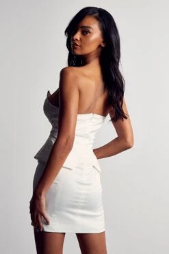Premium Satin Plunge Corset Dress -BOW Clothing Shop ivory premium satin plunge corset dress 2