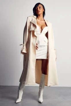 Premium Satin Plunge Corset Dress -BOW Clothing Shop ivory premium satin plunge corset dress 3