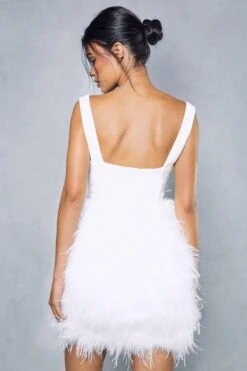 Premium Square Neck Corset Feather Skirt Mini Dress 11 Premium Square Neck Corset Feather Skirt Mini Dress -BOW Clothing Shop ivory premium square neck corset feather skirt mini dress 2