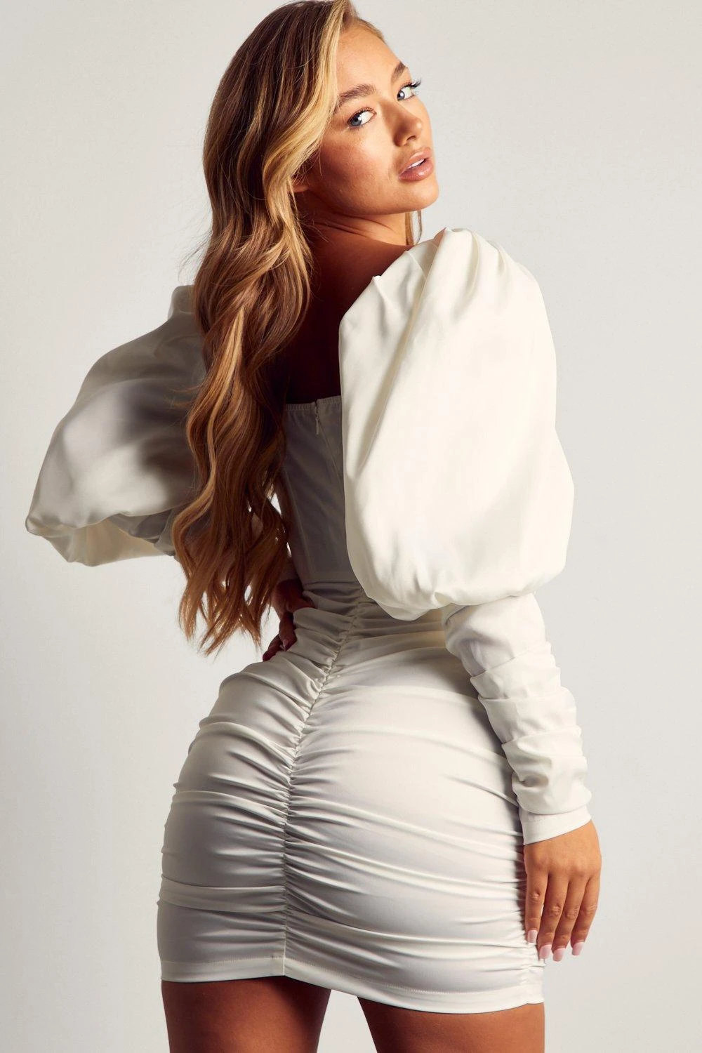 Satin Puff Shoulder Mini Dress 5 Satin Puff Shoulder Mini Dress - Image 3