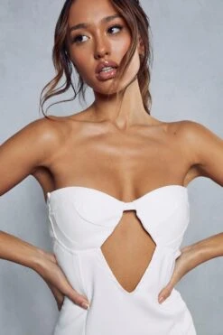 Stretch Cupped Cut Out Contour Bandeau Dress 8 Stretch Cupped Cut Out Contour Bandeau Dress -BOW Clothing Shop ivory stretch cupped cut out contour bandeau dress 1