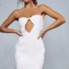 Stretch Cupped Cut Out Contour Bandeau Dress -BOW Clothing Shop ivory stretch cupped cut out contour bandeau dress