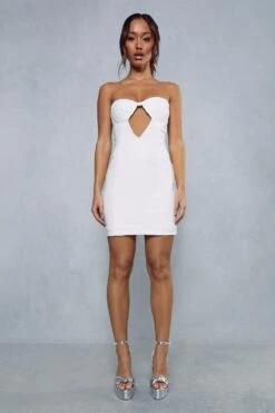 Stretch Cupped Cut Out Contour Bandeau Dress 10 Stretch Cupped Cut Out Contour Bandeau Dress -BOW Clothing Shop ivory stretch cupped cut out contour bandeau dress 3