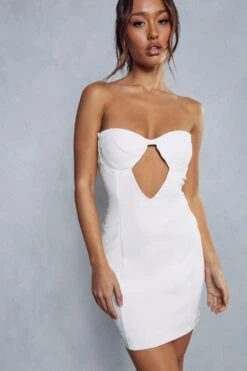 Stretch Cupped Cut Out Contour Bandeau Dress 11 Stretch Cupped Cut Out Contour Bandeau Dress -BOW Clothing Shop ivory stretch cupped cut out contour bandeau dress 4