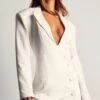 Tailored Button Down Blazer Dress 1 Tailored Button Down Blazer Dress -BOW Clothing Shop ivory tailored button down blazer dress