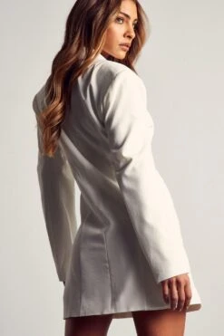 Tailored Button Down Blazer Dress 9 Tailored Button Down Blazer Dress -BOW Clothing Shop ivory tailored button down blazer dress 2