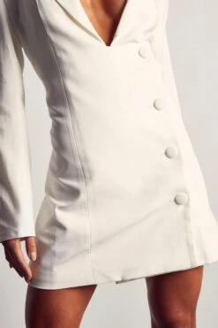 Tailored Button Down Blazer Dress 11 Tailored Button Down Blazer Dress -BOW Clothing Shop ivory tailored button down blazer dress 4