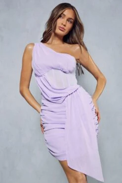 Premium Corset Insert Draped Dress -BOW Clothing Shop lilac premium corset insert draped dress 4