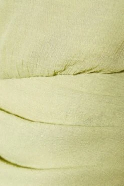 Linen Twist Asymmetric Neckline Ruched Midi Dress -BOW Clothing Shop mint linen twist asymmetric neckline ruched midi dress 4