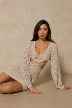 Crochet Cut Out Ring Detail Dress -BOW Clothing Shop orange crochet cut out ring detail dress 3