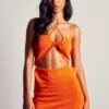 Knitted Keyhole Cut Out Mini Dress -BOW Clothing Shop orange knitted keyhole cut out mini dress