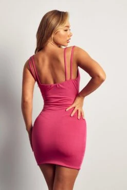 Recycled Cowl Neck Strap Detail Mini Dress -BOW Clothing Shop orchid recycled cowl neck strap detail mini dress 2