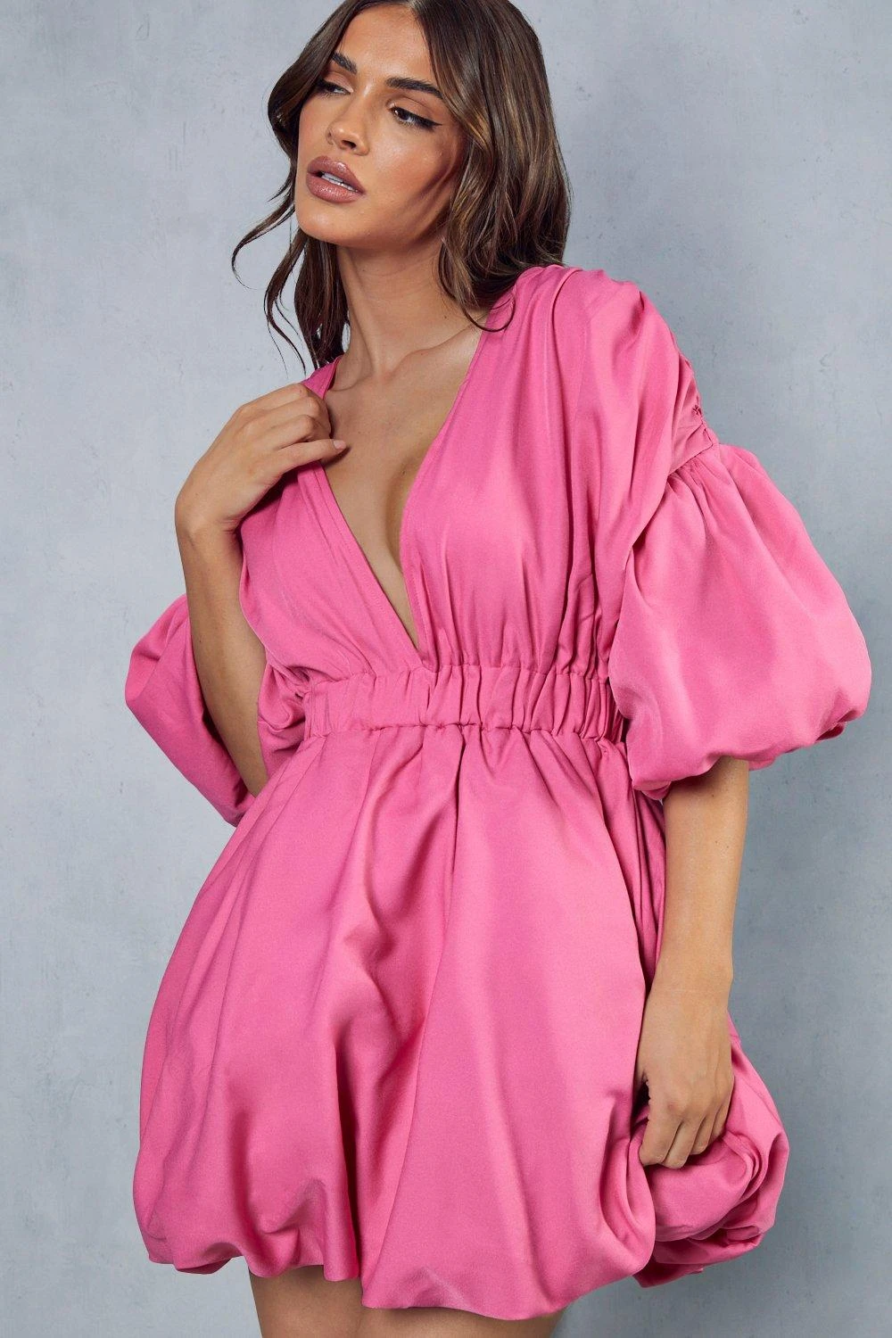 Plunge Front Extreme Puff Sleeve Mini Dress 7 Plunge Front Extreme Puff Sleeve Mini Dress - Image 5