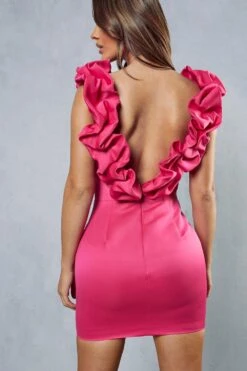 Premium Extreme Frill Sleeve Corset Mini Dress -BOW Clothing Shop pink premium extreme frill sleeve corset mini dress 2