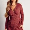 Animal Spot Frill Hem Wrap Dress -BOW Clothing Shop rose animal spot frill hem wrap dress