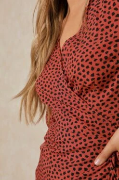 Animal Spot Frill Hem Wrap Dress -BOW Clothing Shop rose animal spot frill hem wrap dress 5