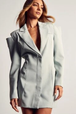 Cut Out Shoulder Blazer Dress -BOW Clothing Shop sage cut out shoulder blazer dress 3