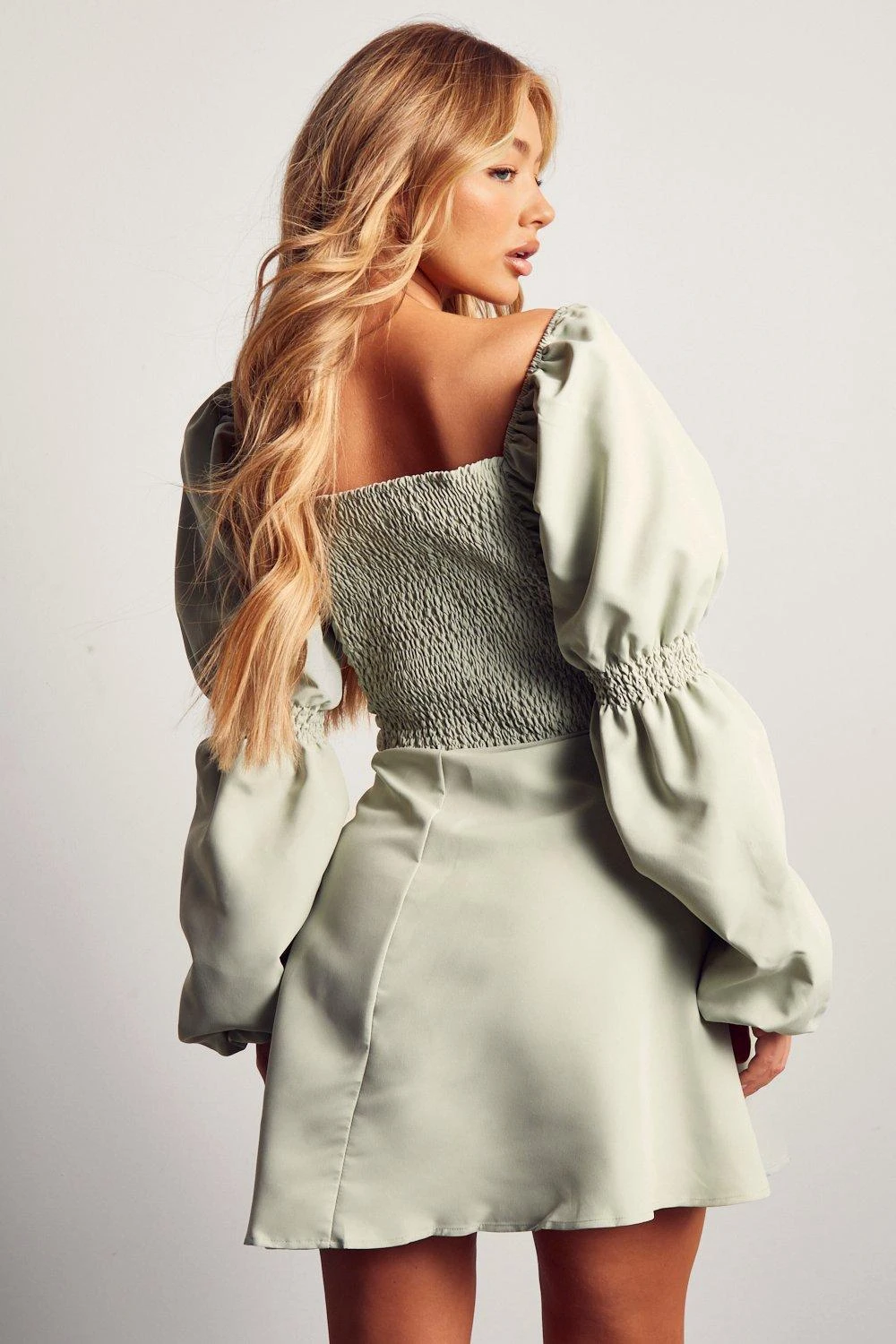 Poplin Ruched Front Long Sleeve Dress 5 Poplin Ruched Front Long Sleeve Dress - Image 3