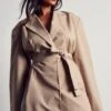 Tailored Belted Blazer Dress -BOW Clothing Shop sand tailored belted blazer dress