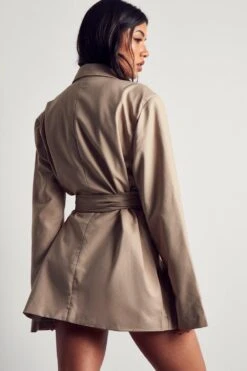 Tailored Belted Blazer Dress -BOW Clothing Shop sand tailored belted blazer dress 2