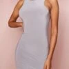 Sleeveless Double Layer Mini Dress -BOW Clothing Shop silver grey sleeveless double layer mini dress