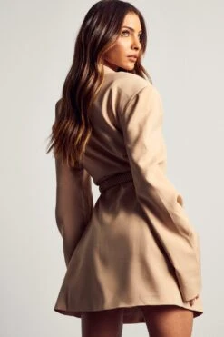 Clip Front Oversized Blazer Dress -BOW Clothing Shop stone clip front oversized blazer dress 2