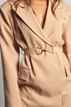 Clip Front Oversized Blazer Dress -BOW Clothing Shop stone clip front oversized blazer dress 4