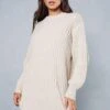 Distressed Rib Knit Jumper Dress -BOW Clothing Shop stone distressed rib knit jumper dress