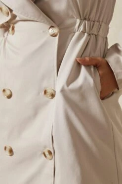 Double Breasted Trench Style Mini Dress -BOW Clothing Shop stone double breasted trench style mini dress 3