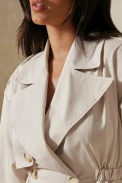 Double Breasted Trench Style Mini Dress -BOW Clothing Shop stone double breasted trench style mini dress 4