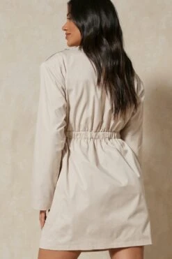 Double Breasted Trench Style Mini Dress -BOW Clothing Shop stone double breasted trench style mini dress 5