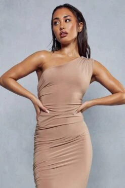 Double Layer Slinky Asymmetric Ruched Midi Dress -BOW Clothing Shop stone double layer slinky asymmetric ruched midi dress 4