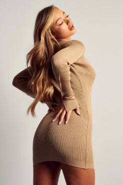 Fine Knit Button Down Dress -BOW Clothing Shop stone fine knit button down dress 2