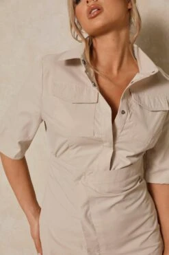 Pocket Detail Asymmetric Shirt Dress 9 Pocket Detail Asymmetric Shirt Dress -BOW Clothing Shop stone pocket detail asymmetric shirt dress 1