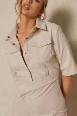 Pocket Detail Asymmetric Shirt Dress 13 Pocket Detail Asymmetric Shirt Dress -BOW Clothing Shop stone pocket detail asymmetric shirt dress 5