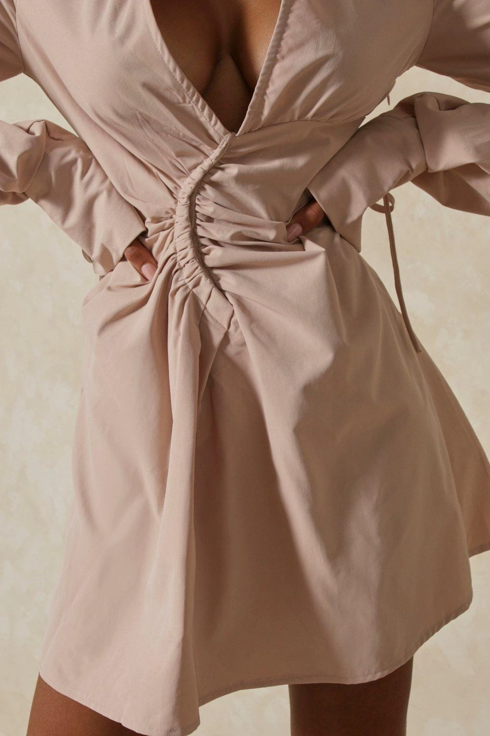 Poplin Ruched Corset Waist Shirt Dress 4 Poplin Ruched Corset Waist Shirt Dress - Image 2