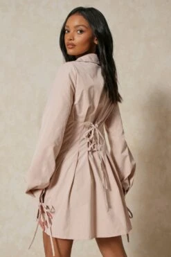 Poplin Ruched Corset Waist Shirt Dress 10 Poplin Ruched Corset Waist Shirt Dress -BOW Clothing Shop stone poplin ruched corset waist shirt dress 3