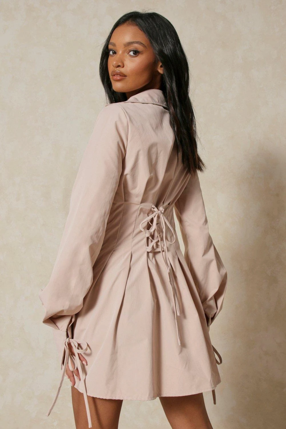 Poplin Ruched Corset Waist Shirt Dress 6 Poplin Ruched Corset Waist Shirt Dress - Image 4