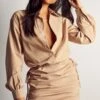 Ruched Skirt Shirt Dress -BOW Clothing Shop stone ruched skirt shirt dress