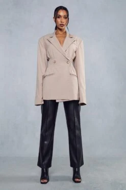 Ruched Waist Blazer Dress 11 Ruched Waist Blazer Dress -BOW Clothing Shop stone ruched waist blazer dress 3