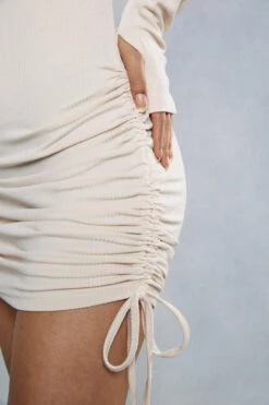 Soft Rib High Neck Ruched Side Dress -BOW Clothing Shop stone soft rib high neck ruched side dress 1