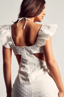 Broderie Anglaise Frill Shoulder Maxi Dress -BOW Clothing Shop white broderie anglaise frill shoulder maxi dress 5