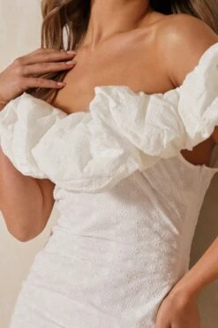 Broderie Anglaise Off The Shoulder Frill Dress -BOW Clothing Shop white broderie anglaise off the shoulder frill dress 5