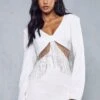 Diamante Chain Mini Dress -BOW Clothing Shop white diamante chain mini dress