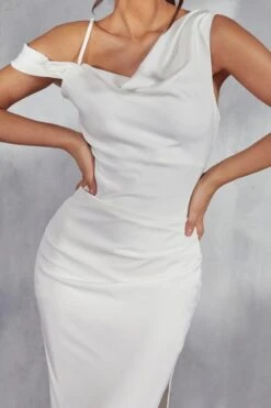 Martha Premium Draped Cowl Neck Maxi Dress -BOW Clothing Shop white martha premium draped cowl neck maxi dress 5