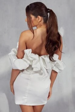 Missie Premium Corset Puff Bardot Dress 10 Missie Premium Corset Puff Bardot Dress -BOW Clothing Shop white missie premium corset puff bardot dress 2
