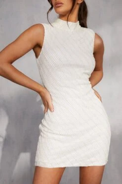 Mona Premium Embellished Mini Dress -BOW Clothing Shop white mona premium embellished mini dress 1